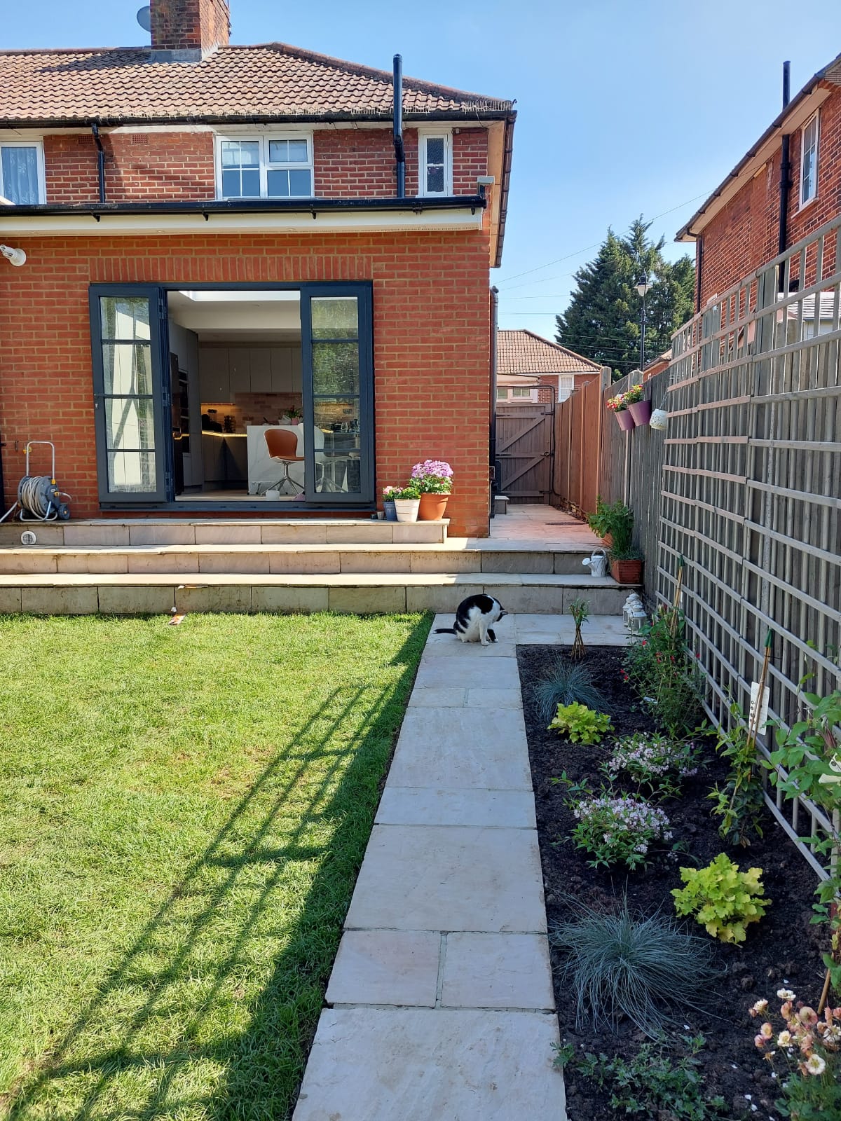 Garden design with lawn and borders